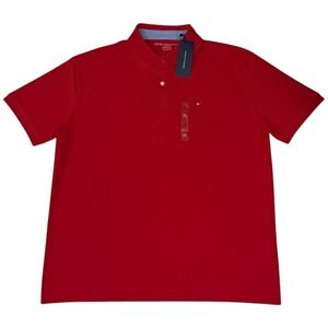 Tommy Hilfiger Polo Shirt Men XL Red New Soft Interlock Embroidered Logo